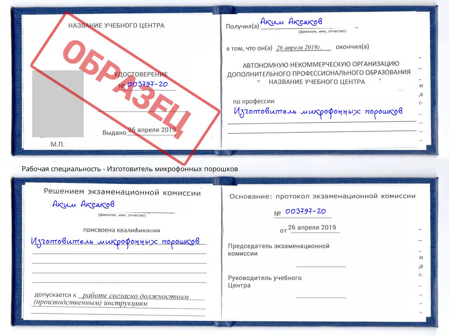 Изготовитель микрофонных порошков Керчь